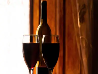 Tempranillo wine and two glasses
